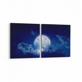 Olla 14663K2Y Gece Gökyüzü Görseli Kare 2 Parça Yatay 65x30 cm Kanvas Tablo