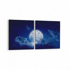 Olla 14663K2Y Gece Gökyüzü Görseli Kare 2 Parça Yatay 65x30 cm Kanvas Tablo
