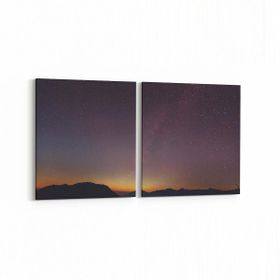Olla 14689K2Y Gece Gökyüzü Görseli Kare 2 Parça Yatay 65x30 cm Kanvas Tablo