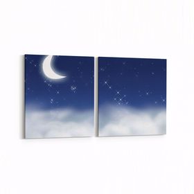 Olla 14691K2Y Gece Gökyüzü Görseli Kare 2 Parça Yatay 65x30 cm Kanvas Tablo