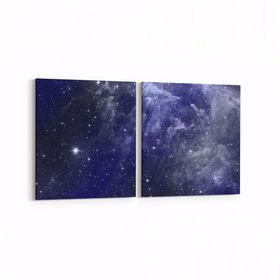 Olla 14693K2Y Gece Gökyüzü Görseli Kare 2 Parça Yatay 65x30 cm Kanvas Tablo