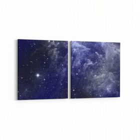 Olla 14693K2Y Gece Gökyüzü Görseli Kare 2 Parça Yatay 65x30 cm Kanvas Tablo
