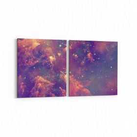 Olla 14694K2Y Gece Gökyüzü Görseli Kare 2 Parça Yatay 65x30 cm Kanvas Tablo
