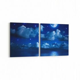 Olla 14696K2Y Gece Gökyüzü Görseli Kare 2 Parça Yatay 65x30 cm Kanvas Tablo