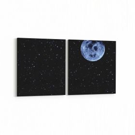 Olla 14699K2Y Gece Gökyüzü Görseli Kare 2 Parça Yatay 65x30 cm Kanvas Tablo
