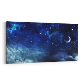 Olla 14702YD Gece Gökyüzü Görseli Yatay Dar 60x30 cm Kanvas Tablo