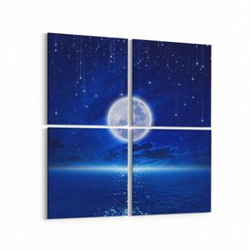 Olla 14703K4 Gece Gökyüzü Görseli Kare 4 Parça 65x65 cm Kanvas Tablo