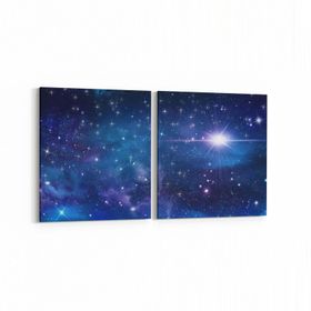Olla 14708K2Y Gece Gökyüzü Görseli Kare 2 Parça Yatay 65x30 cm Kanvas Tablo