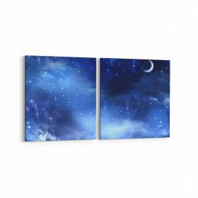 Olla 14710K2Y Gece Gökyüzü Görseli Kare 2 Parça Yatay 65x30 cm Kanvas Tablo