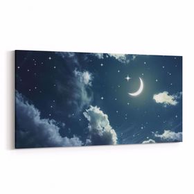 Olla 14714YD Gece Gökyüzü Görseli Yatay Dar 60x30 cm Kanvas Tablo