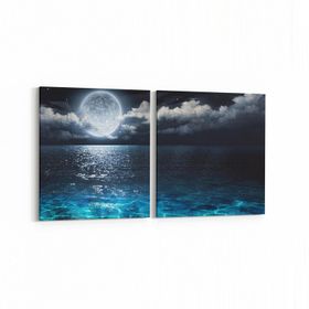 Olla 14717K2Y Gece Gökyüzü Görseli Kare 2 Parça Yatay 65x30 cm Kanvas Tablo