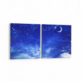 Olla 14718K2Y Gece Gökyüzü Görseli Kare 2 Parça Yatay 65x30 cm Kanvas Tablo