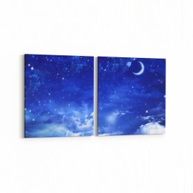 Olla 14718K2Y Gece Gökyüzü Görseli Kare 2 Parça Yatay 65x30 cm Kanvas Tablo
