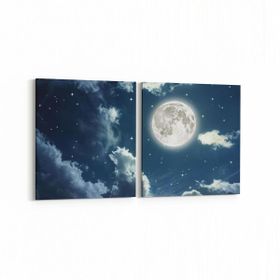 Olla 14720K2Y Gece Gökyüzü Görseli Kare 2 Parça Yatay 65x30 cm Kanvas Tablo