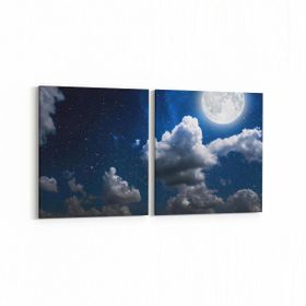 Olla 14726K2Y Gece Gökyüzü Görseli Kare 2 Parça Yatay 65x30 cm Kanvas Tablo