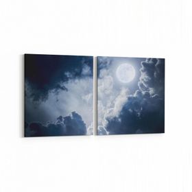 Olla 14728K2Y Gece Gökyüzü Görseli Kare 2 Parça Yatay 65x30 cm Kanvas Tablo