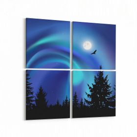 Olla 14745K4 Gece Gökyüzü Görseli Kare 4 Parça 65x65 cm Kanvas Tablo