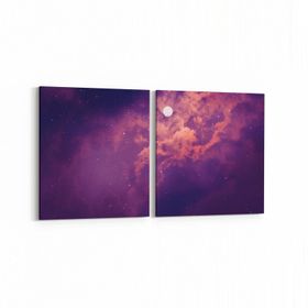 Olla 14752K2Y Gece Gökyüzü Görseli Kare 2 Parça Yatay 65x30 cm Kanvas Tablo
