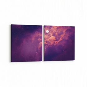 Olla 14752K2Y Gece Gökyüzü Görseli Kare 2 Parça Yatay 65x30 cm Kanvas Tablo