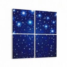 Olla 14754K4 Gece Gökyüzü Görseli Kare 4 Parça 65x65 cm Kanvas Tablo