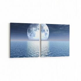 Olla 14756K2Y Gece Gökyüzü Görseli Kare 2 Parça Yatay 65x30 cm Kanvas Tablo