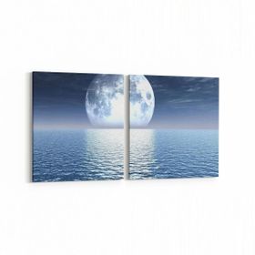 Olla 14756K2Y Gece Gökyüzü Görseli Kare 2 Parça Yatay 65x30 cm Kanvas Tablo