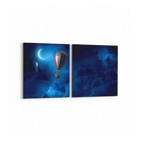 Olla 14758K2Y Gece Gökyüzü Görseli Kare 2 Parça Yatay 65x30 cm Kanvas Tablo