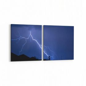 Olla 14759K2Y Gece Gökyüzü Görseli Kare 2 Parça Yatay 65x30 cm Kanvas Tablo