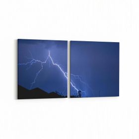 Olla 14759K2Y Gece Gökyüzü Görseli Kare 2 Parça Yatay 65x30 cm Kanvas Tablo