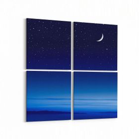Olla 14768K4 Gece Gökyüzü Görseli Kare 4 Parça 65x65 cm Kanvas Tablo