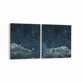 Olla 14775K2Y Gece Gökyüzü Görseli Kare 2 Parça Yatay 65x30 cm Kanvas Tablo