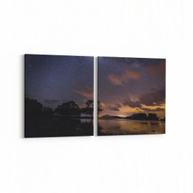 Olla 14779K2Y Gece Gökyüzü Görseli Kare 2 Parça Yatay 65x30 cm Kanvas Tablo