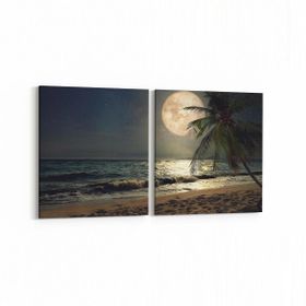 Olla 14780K2Y Gece Gökyüzü Görseli Kare 2 Parça Yatay 65x30 cm Kanvas Tablo