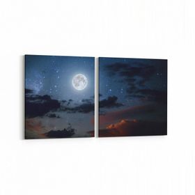 Olla 14781K2Y Gece Gökyüzü Görseli Kare 2 Parça Yatay 65x30 cm Kanvas Tablo