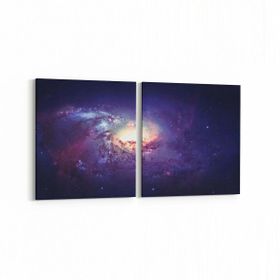 Olla 14782K2Y Gece Gökyüzü Görseli Kare 2 Parça Yatay 65x30 cm Kanvas Tablo