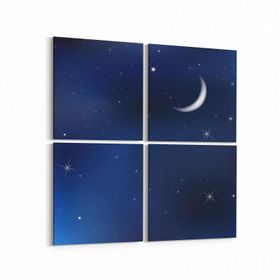 Olla 14820K4 Gece Gökyüzü Görseli Kare 4 Parça 65x65 cm Kanvas Tablo