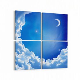 Olla 14837K4 Gece Gökyüzü Görseli Kare 4 Parça 65x65 cm Kanvas Tablo