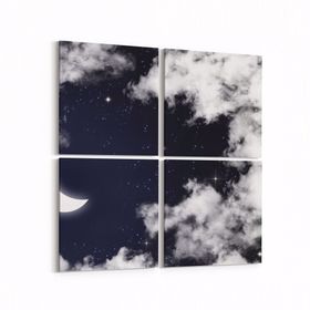 Olla 14846K4 Gece Gökyüzü Görseli Kare 4 Parça 65x65 cm Kanvas Tablo
