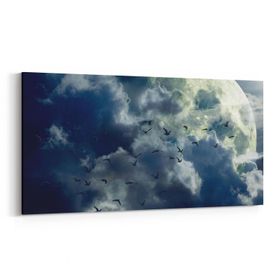 Olla 14853YD Gece Gökyüzü Görseli Yatay Dar 60x30 cm Kanvas Tablo