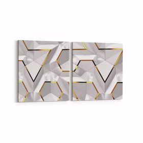 Olla 14889K2Y Geometrik Desen Görseli Kare 2 Parça Yatay 65x30 cm Kanvas Tablo