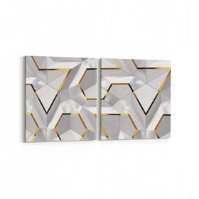 Olla 14889K2Y Geometrik Desen Görseli Kare 2 Parça Yatay 65x30 cm Kanvas Tablo