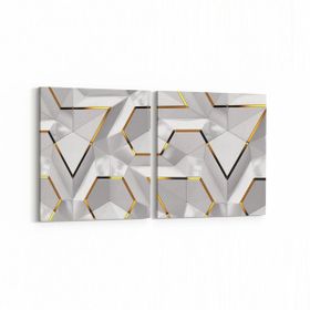 Olla 14889K2Y Geometrik Desen Görseli Kare 2 Parça Yatay 65x30 cm Kanvas Tablo