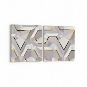 Olla 14889K2Y Geometrik Desen Görseli Kare 2 Parça Yatay 65x30 cm Kanvas Tablo