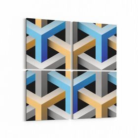 Olla 14910K4 Geometrik Desen Görseli Kare 4 Parça 65x65 cm Kanvas Tablo