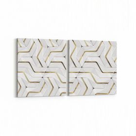 Olla 14952K2Y Geometrik Desen Görseli Kare 2 Parça Yatay 65x30 cm Kanvas Tablo