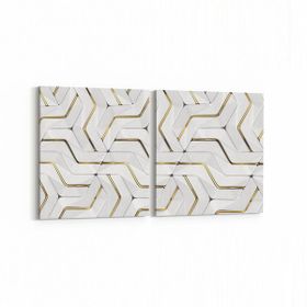 Olla 14952K2Y Geometrik Desen Görseli Kare 2 Parça Yatay 65x30 cm Kanvas Tablo