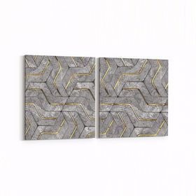 Olla 14954K2Y Geometrik Desen Görseli Kare 2 Parça Yatay 65x30 cm Kanvas Tablo