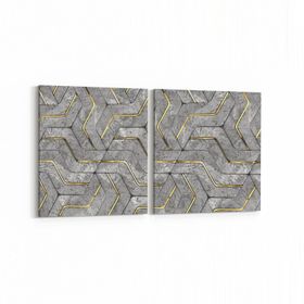 Olla 14954K2Y Geometrik Desen Görseli Kare 2 Parça Yatay 65x30 cm Kanvas Tablo