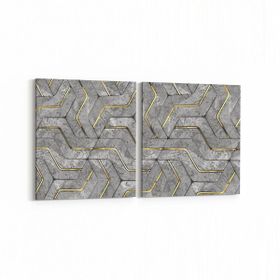 Olla 14954K2Y Geometrik Desen Görseli Kare 2 Parça Yatay 65x30 cm Kanvas Tablo