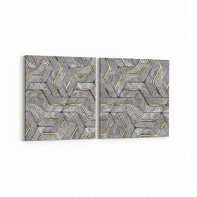 Olla 14954K2Y Geometrik Desen Görseli Kare 2 Parça Yatay 65x30 cm Kanvas Tablo